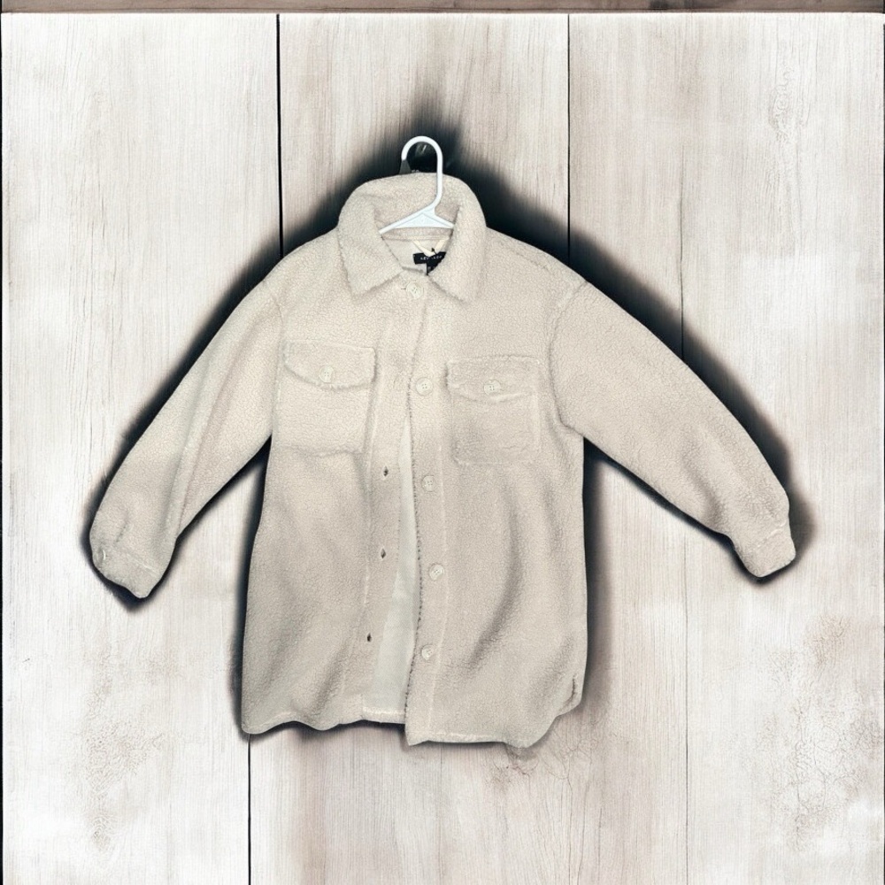New Look Cream Button-Up Fleece Jacket